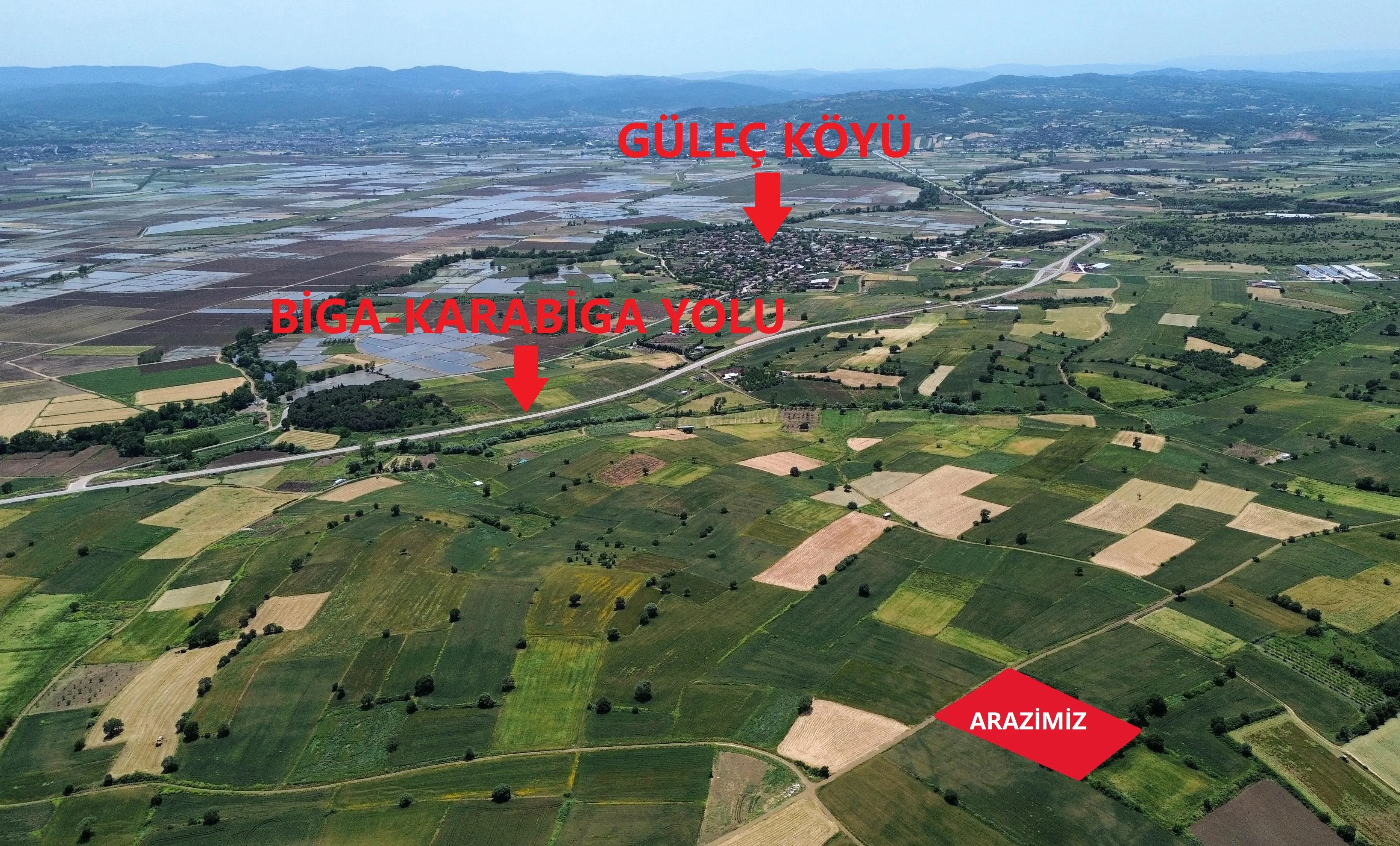 BİGA GÜLEÇ'TE BÖLGEYE HAKİM KONUMDA SATILIK 4916 M2 ARAZİ